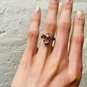 Copper Ring Moonstone Opal Quartz